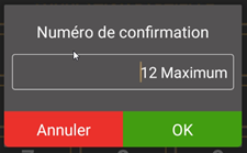 Confirmation number entry