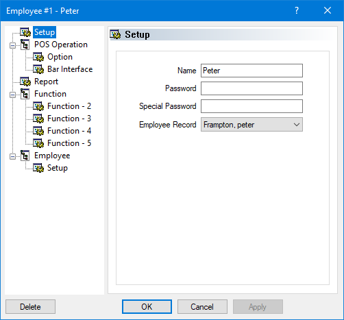 Employee's Properties - Setup branch