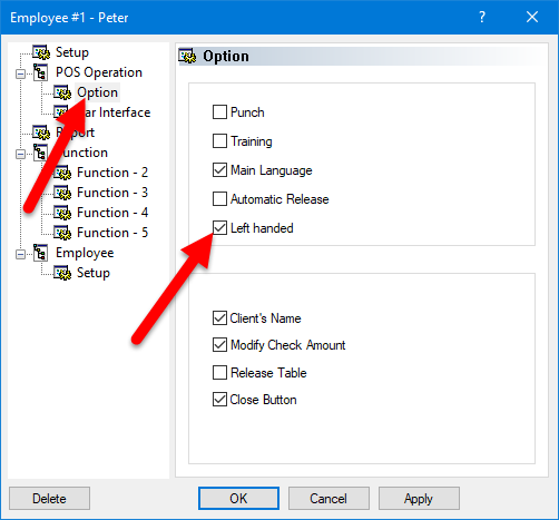 Employee's Properties - Option branch
