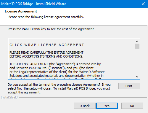 POS Bridge - Install EULA