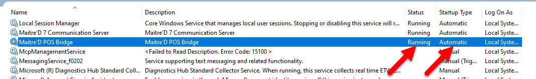 Maitre'D POS Bridge Service