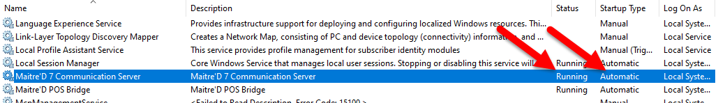 Maitre'D 7 Communication Server Service