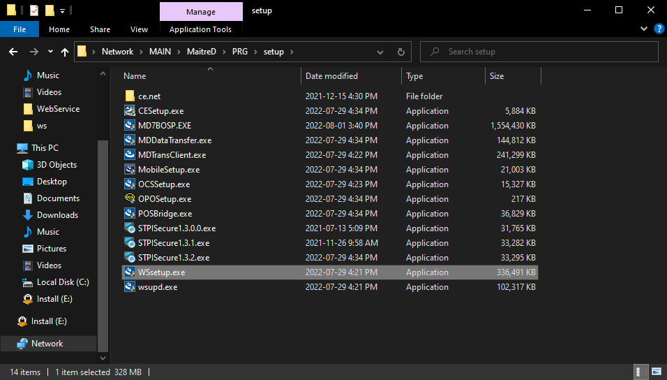 MaitreD\PRG\Setup folder