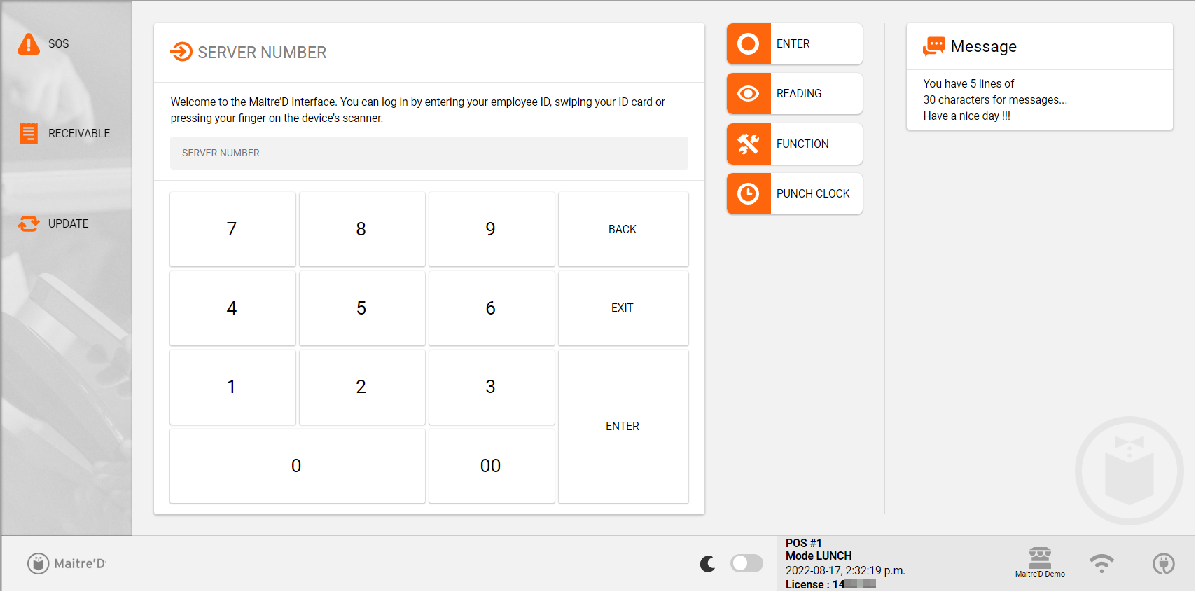 Maitre'D POS home screen (advanced UI)