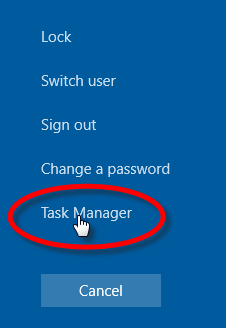 Task Manager from CTRL + ALT + DEL