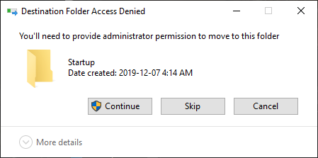 Destination Folder Access Denied