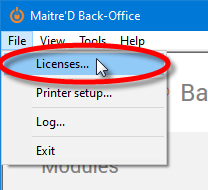 File > Licenses