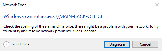Error message accessing remote PC
