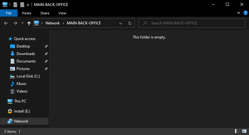 Remote PC with empty folder