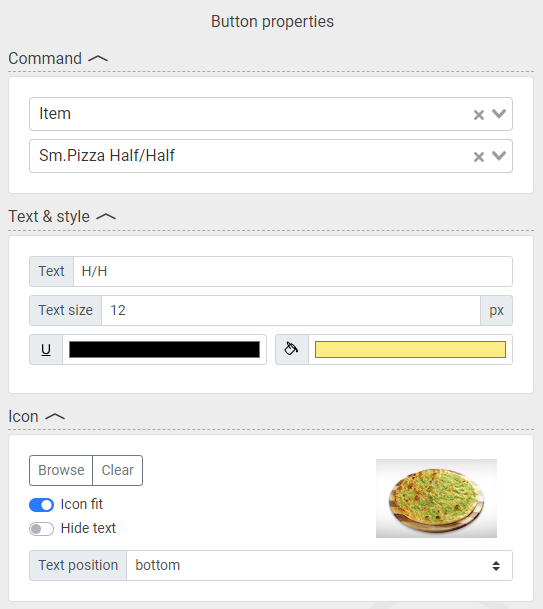 Button properties Button properties