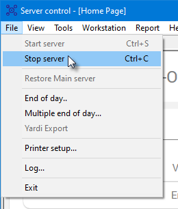 Server Control - File Menu