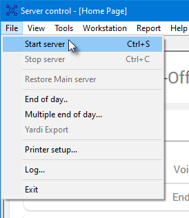 Server Control - File Menu