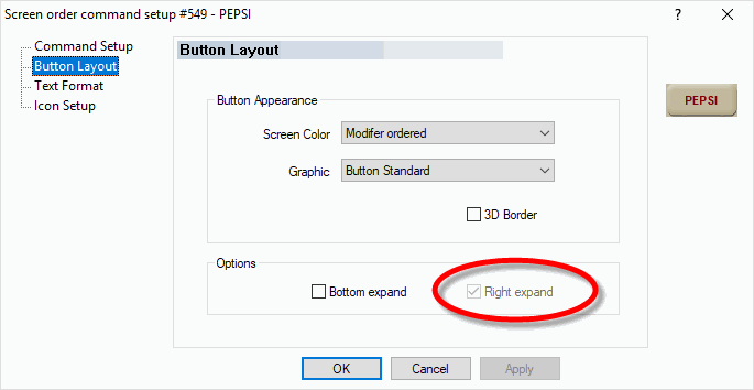 Expanded Button properties