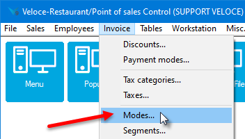 Invoice Menu - Modes...
