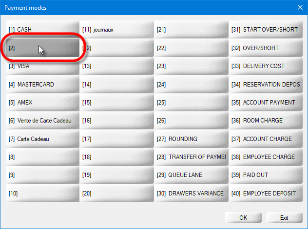 Payment Modes List