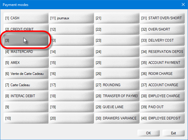 Payment Modes List
