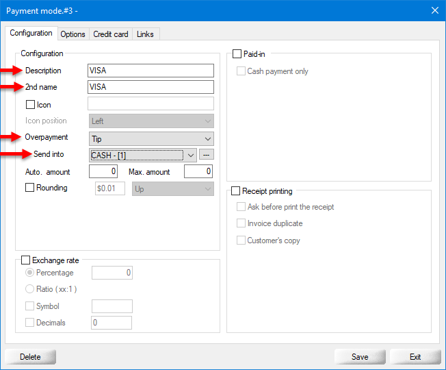Payment Mode - Configuration (VISA)