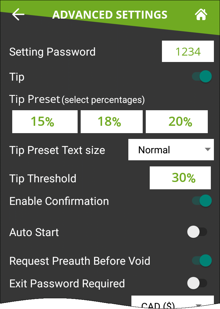 SecurePay Advanced Settings (top half) SecurePay Advanced Settings (top half)