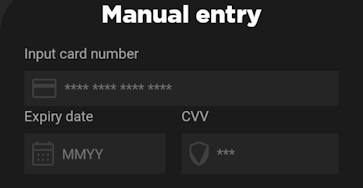 Manual entry card fields