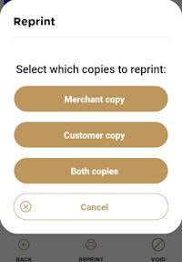 Select transaction receipt to reprint