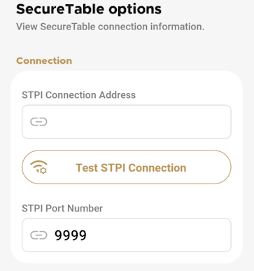 SecureTable connection information