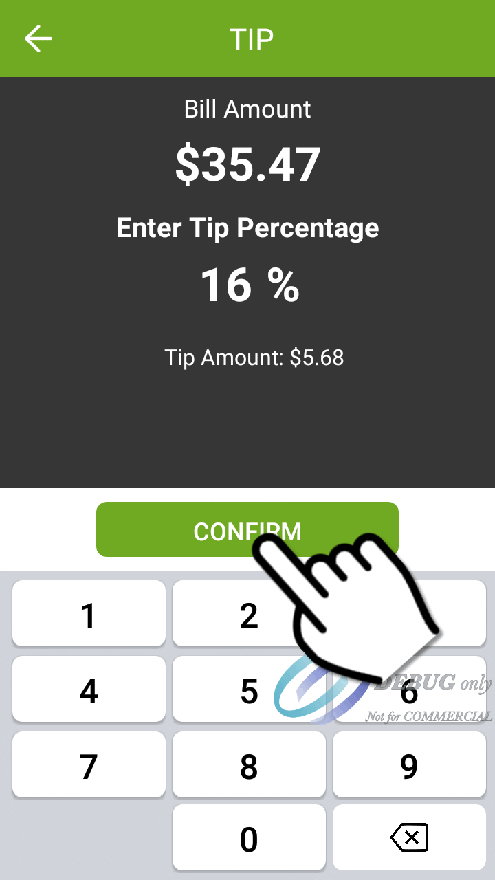 Screenshot - confirm percent