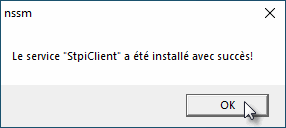 Installation du service réussie